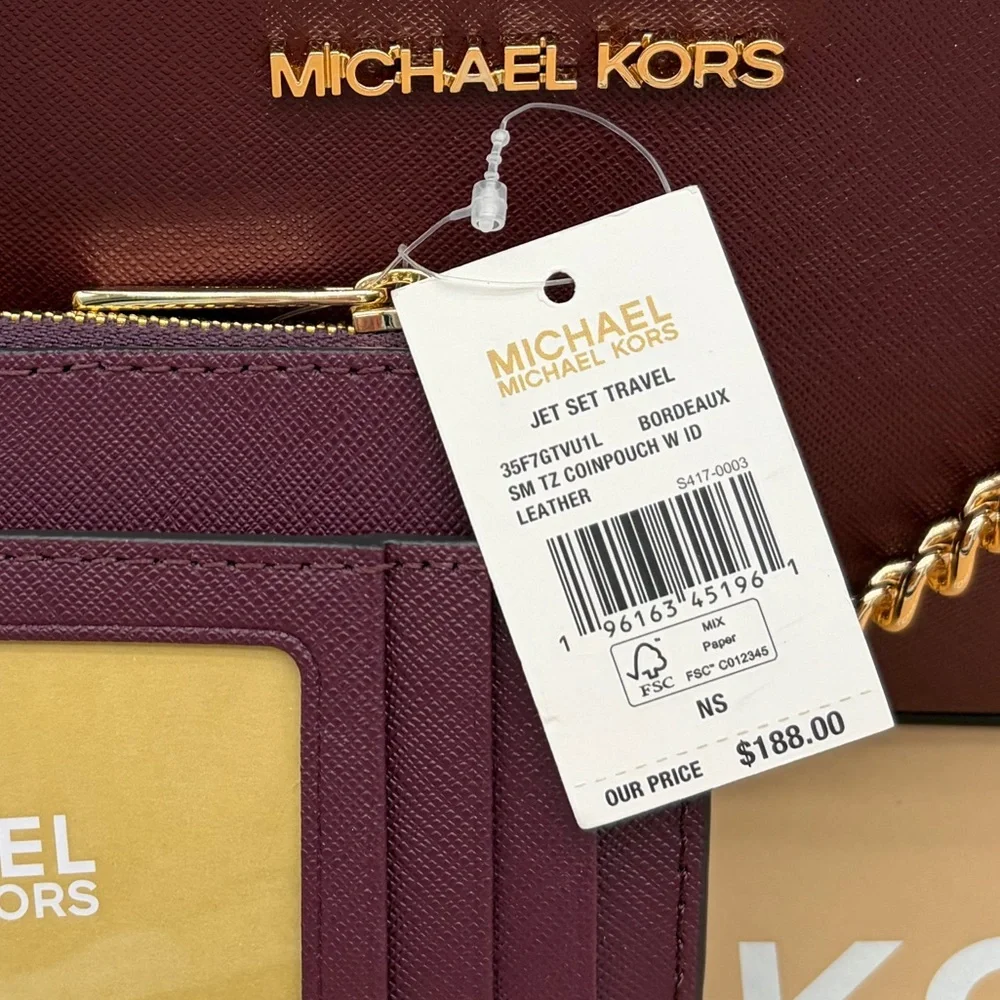 Michael Kors Crossbody Merlot and Small Wallet Coinpouch Set Bordeaux